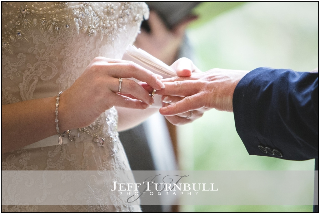 Bride putting the grooms wedding ring