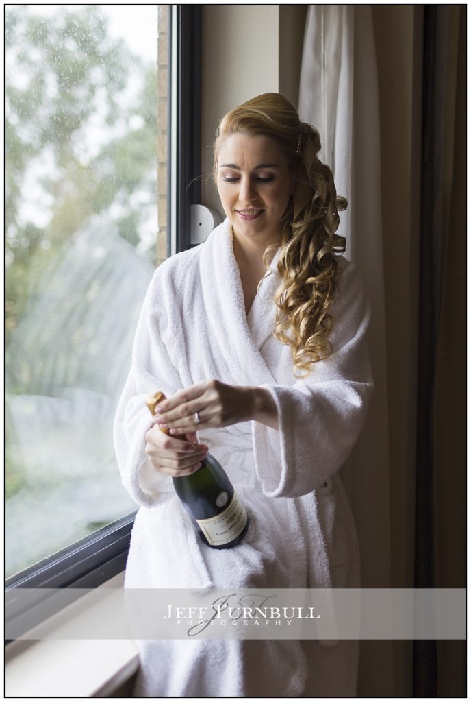 Bride and Champagne at Five Lakes Hotel