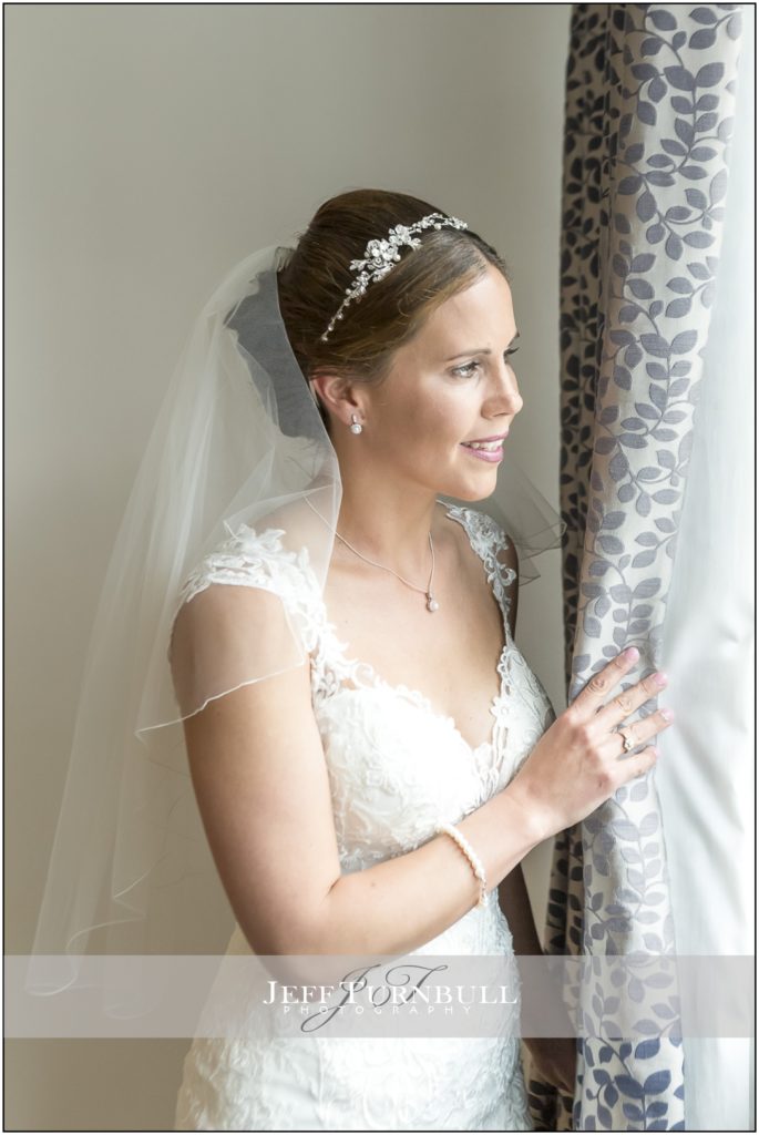 Bride looking out of the window