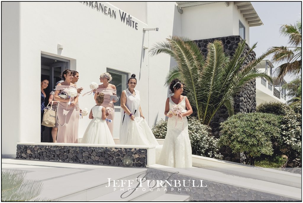 Bride & Bridesmaids Santorini Wedding