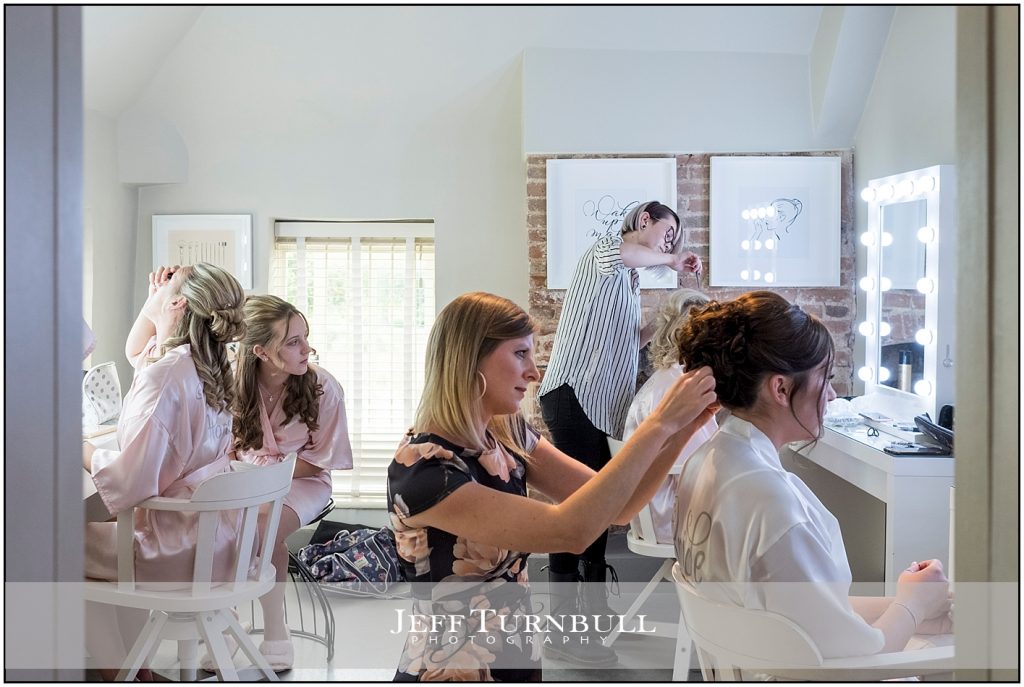 Bride Getting Ready with Bridesmaids
