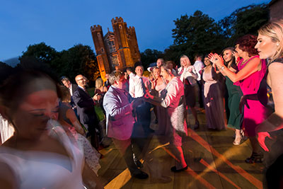 Evening Party With Guests Outside Leez Priory Wedding Venue