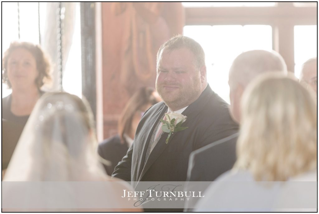 Emotional groom sees his bride