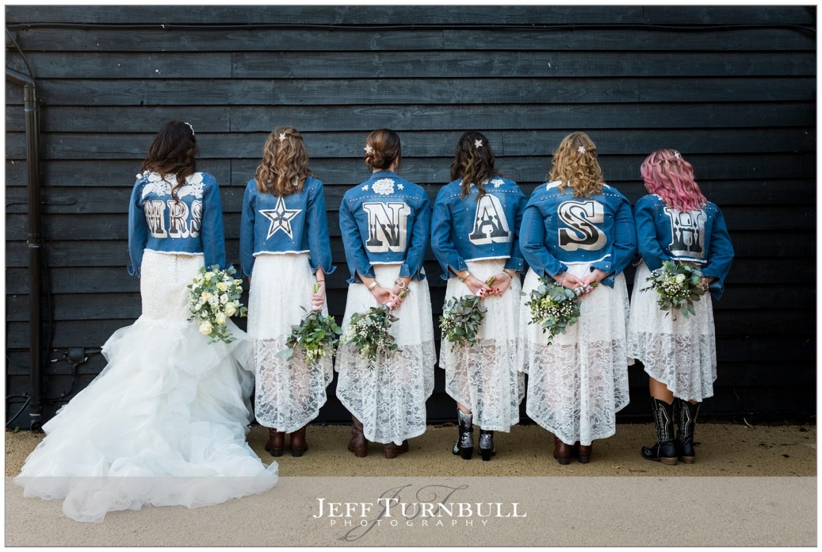 Bride and bridesmaids showed the reverse of that Jean jackets
