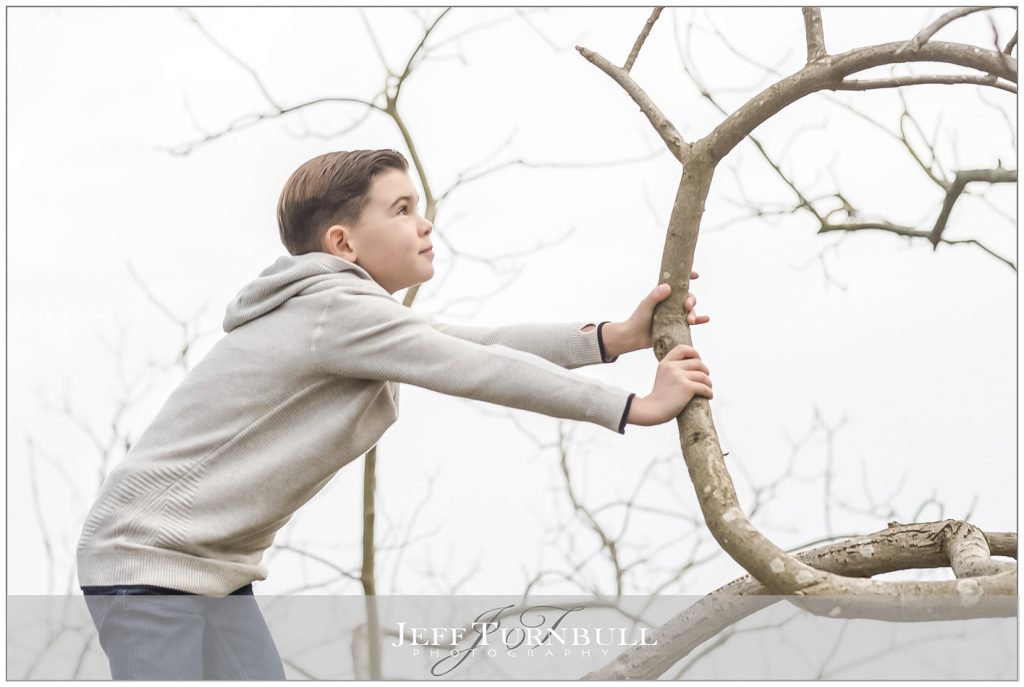 Boy climbing a tree