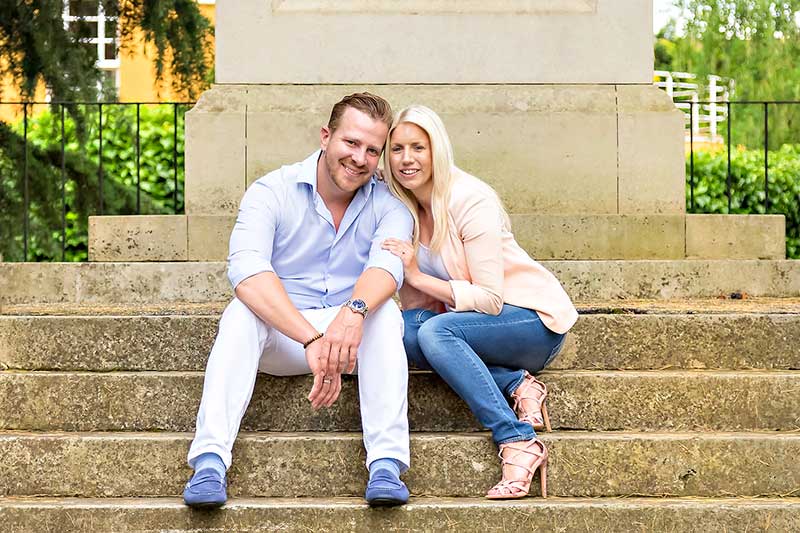 Suffolk Couple Sitting on Stone Steps