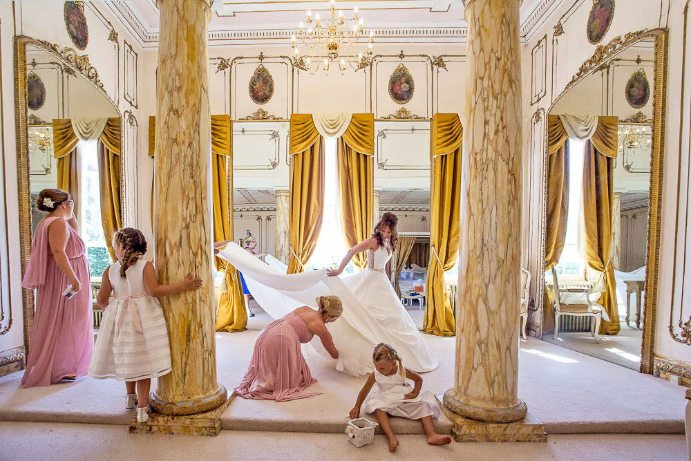 Bride and Bridesmaids in the Gosfield Hall Bridal Suite neat Halstead