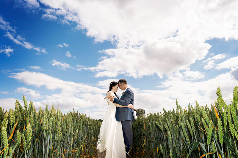 Bride-and-Groom-in-Cornfield-The-Compasses-Pattiswick