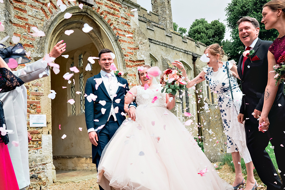 Christian Wedding Photographer | Confetti Shower Outside The Church